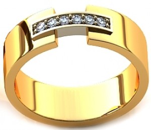 Обручальное кольцо с пластиной из камней